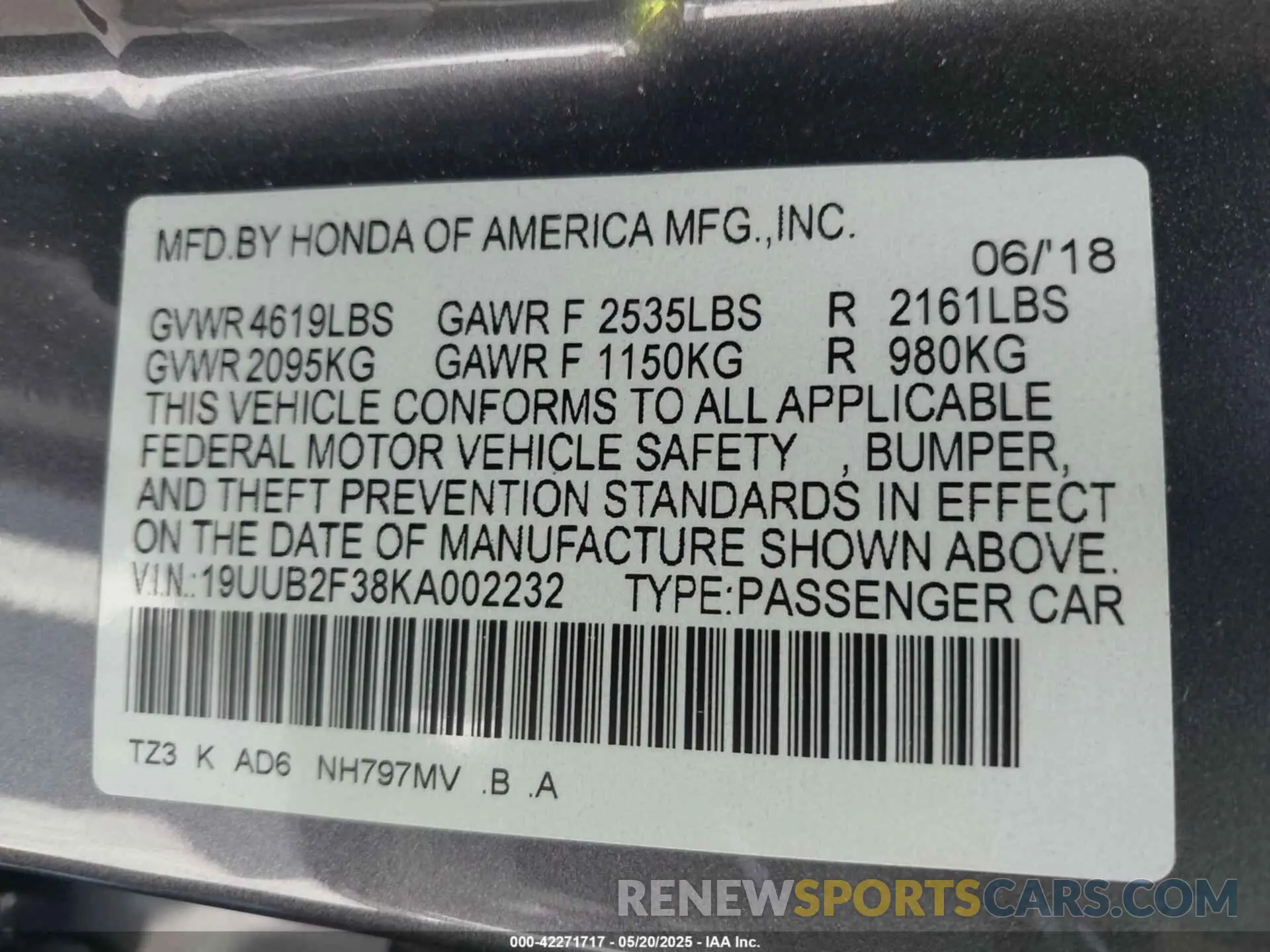 9 Photograph of a damaged car 19UUB2F38KA002232 ACURA TLX 2019