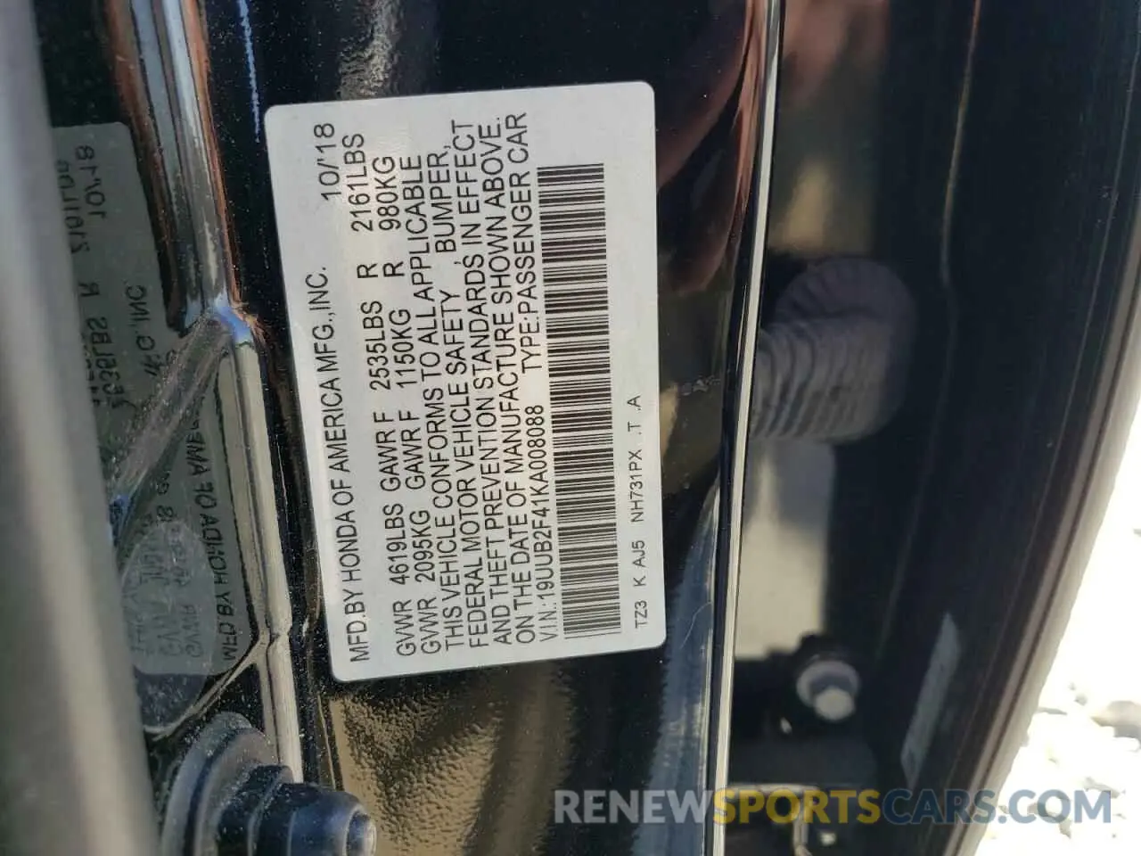 13 Photograph of a damaged car 19UUB2F41KA008088 ACURA TLX 2019