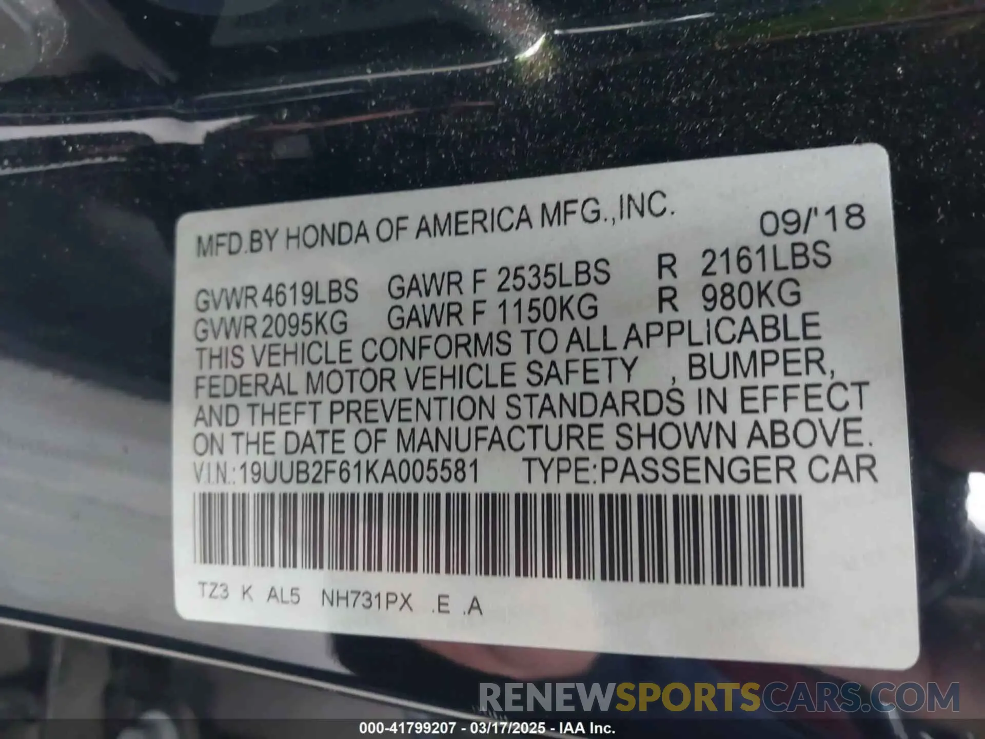 9 Photograph of a damaged car 19UUB2F61KA005581 ACURA TLX 2019