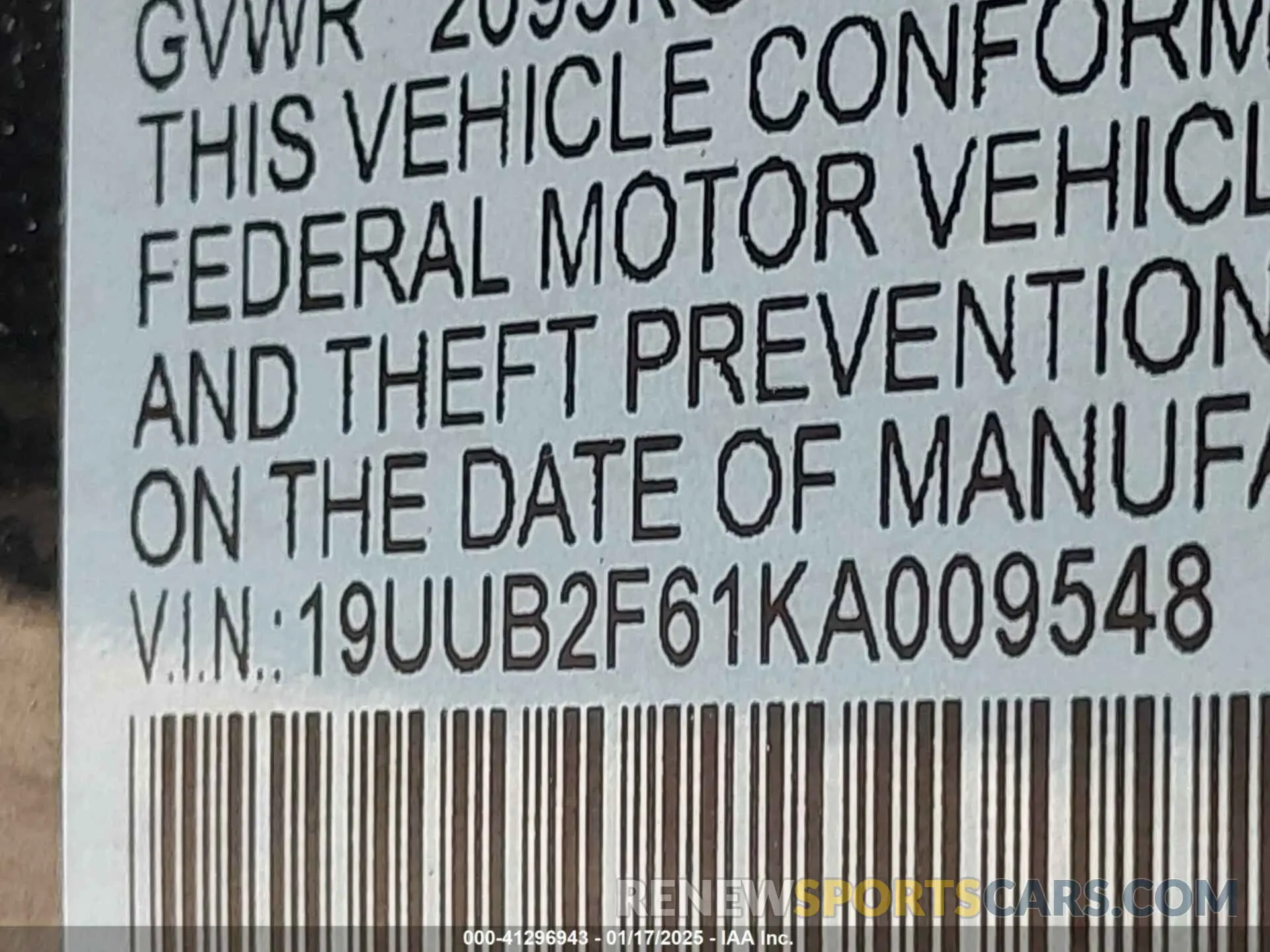 9 Photograph of a damaged car 19UUB2F61KA009548 ACURA TLX 2019