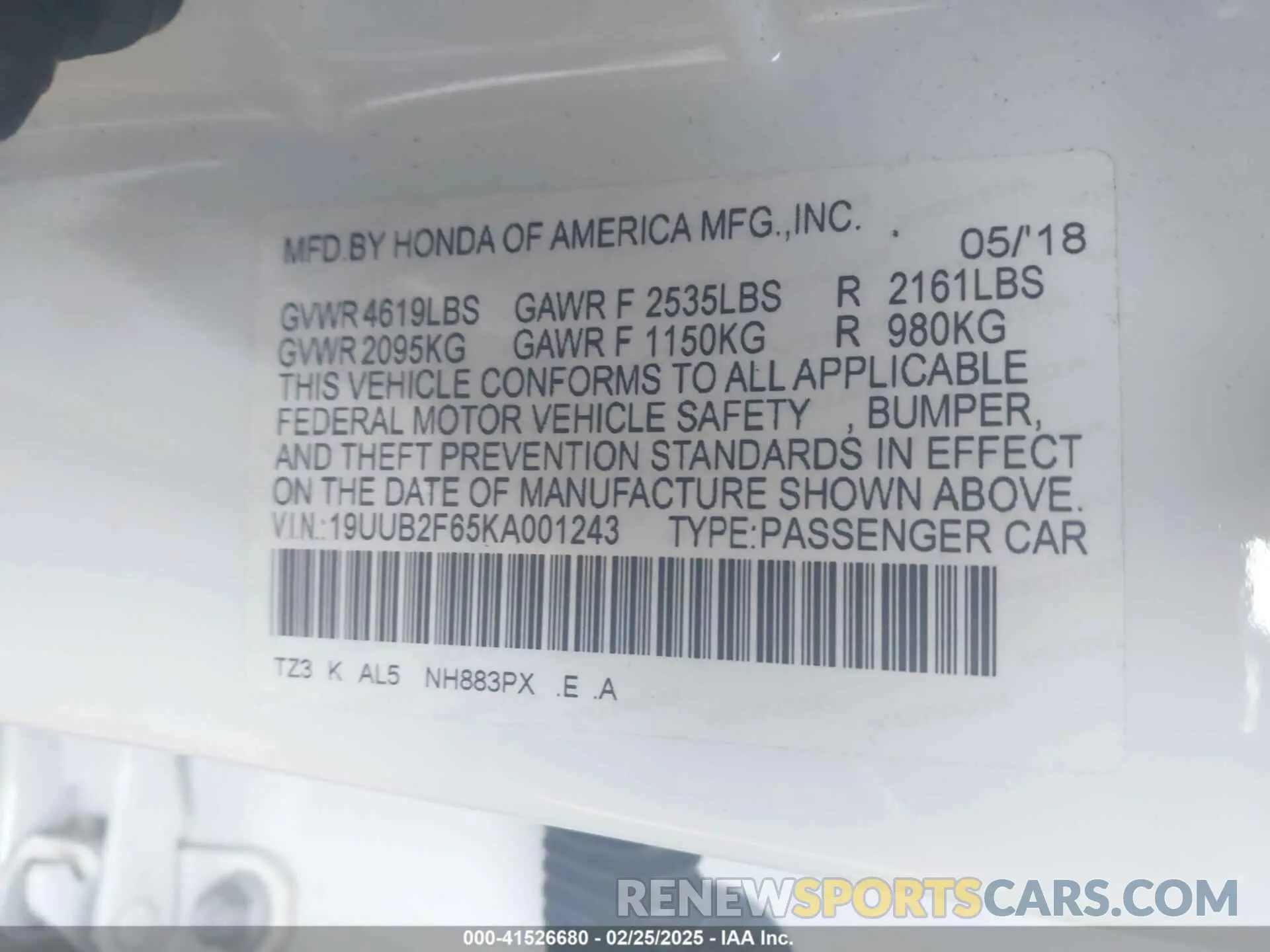 9 Photograph of a damaged car 19UUB2F65KA001243 ACURA TLX 2019