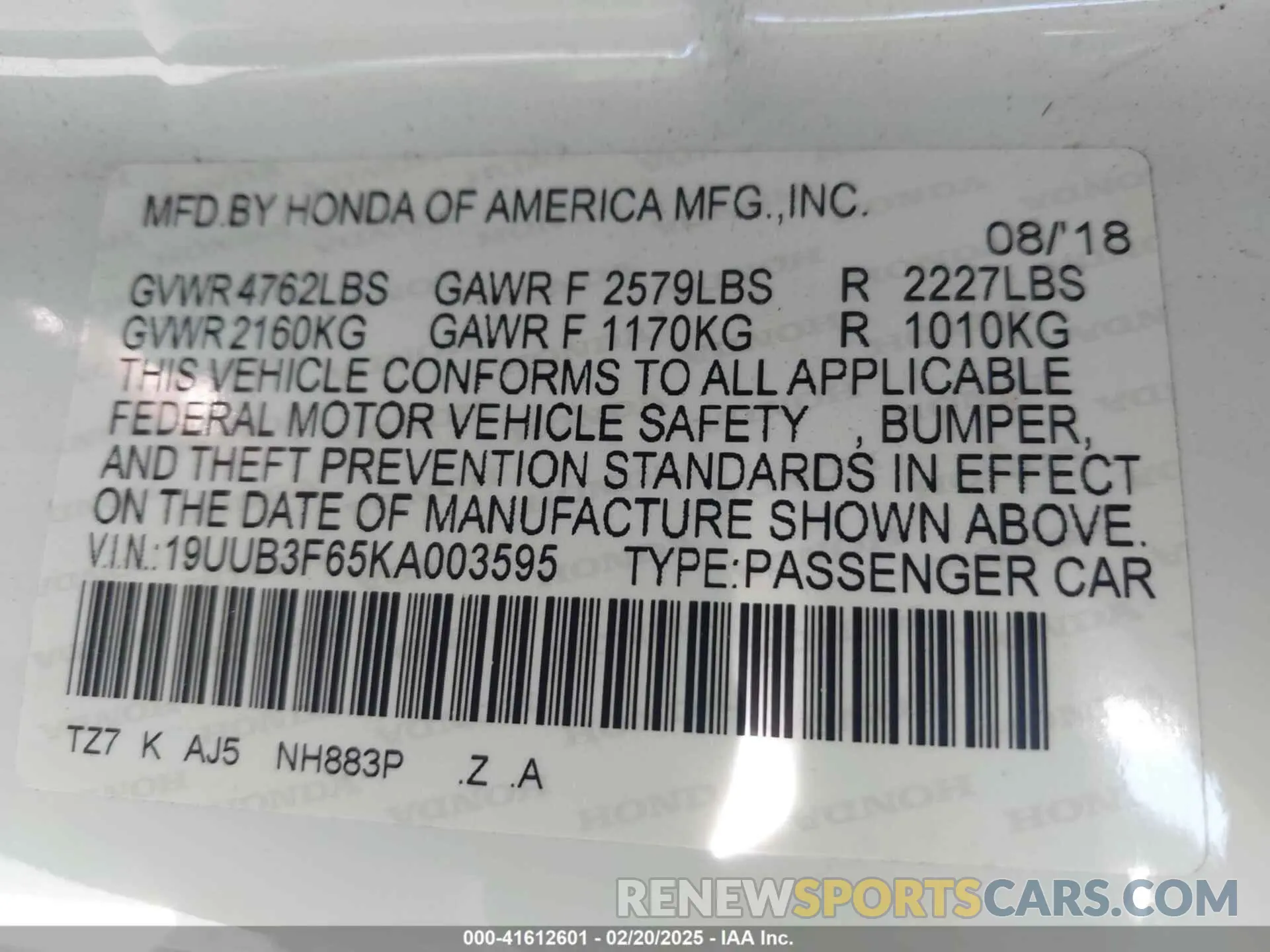 9 Photograph of a damaged car 19UUB3F65KA003595 ACURA TLX 2019