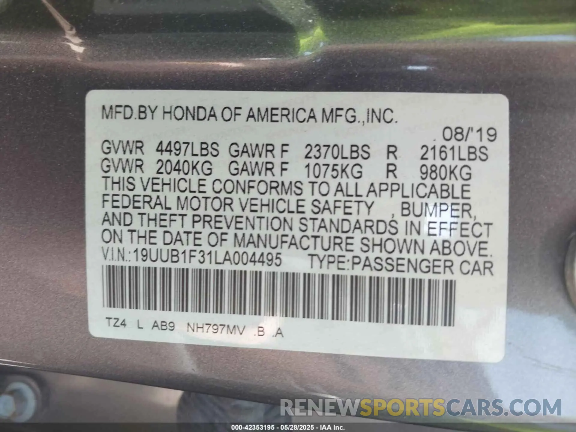9 Photograph of a damaged car 19UUB1F31LA004495 ACURA TLX 2020