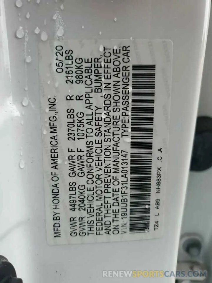 12 Photograph of a damaged car 19UUB1F31LA013147 ACURA TLX 2020