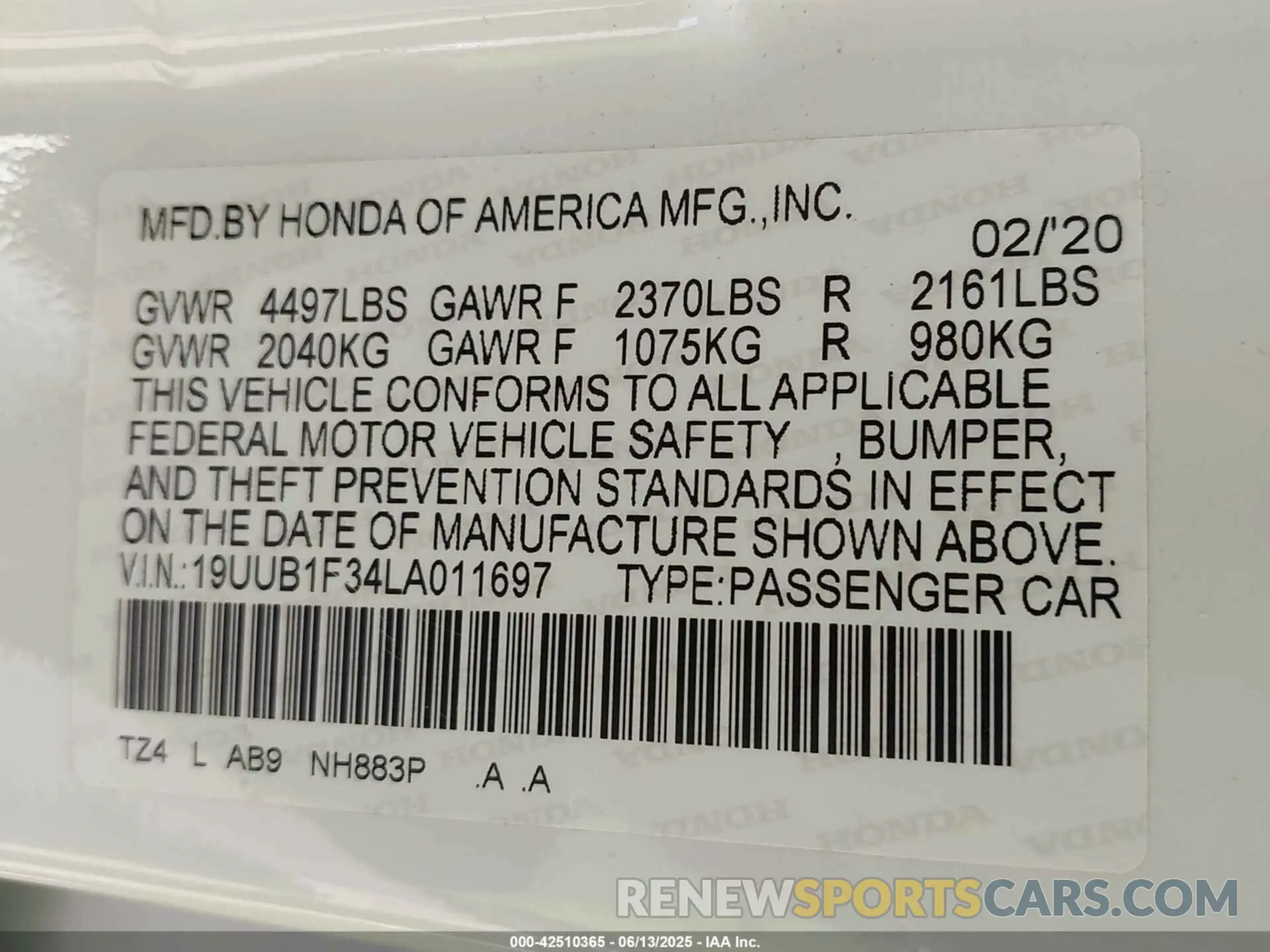 9 Photograph of a damaged car 19UUB1F34LA011697 ACURA TLX 2020