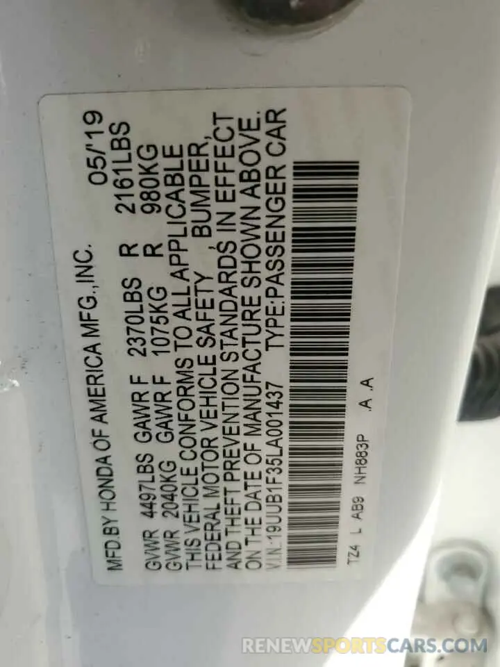 14 Photograph of a damaged car 19UUB1F35LA001437 ACURA TLX 2020