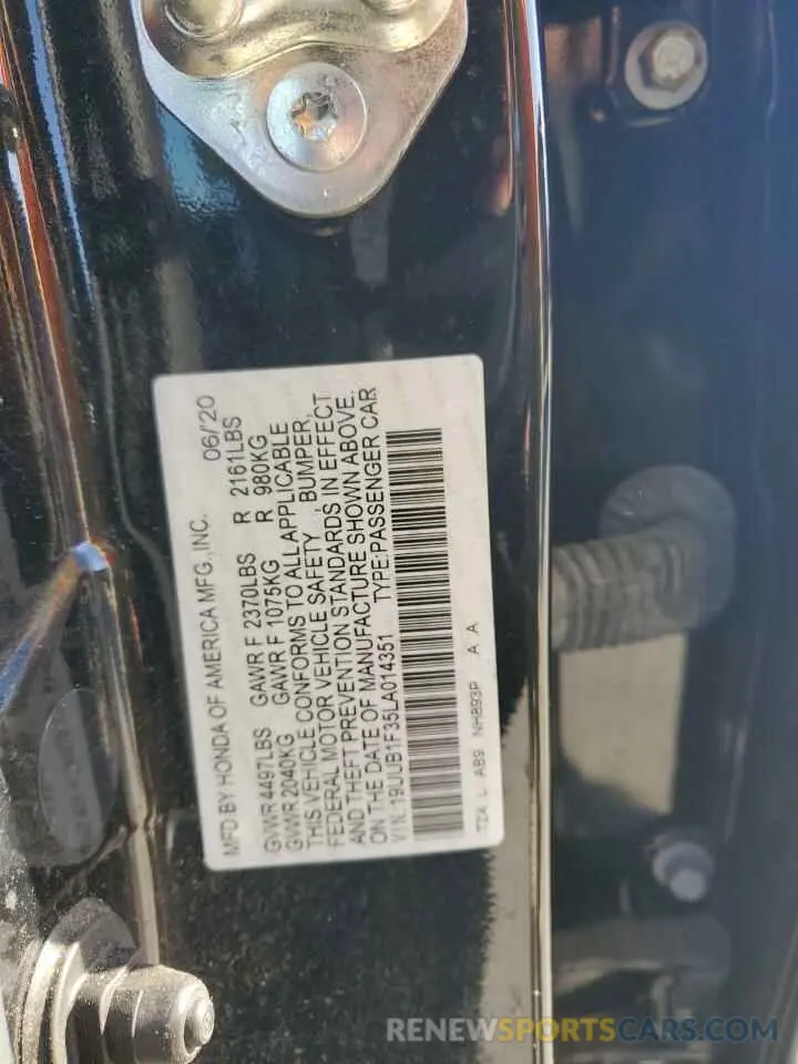 12 Photograph of a damaged car 19UUB1F35LA014351 ACURA TLX 2020
