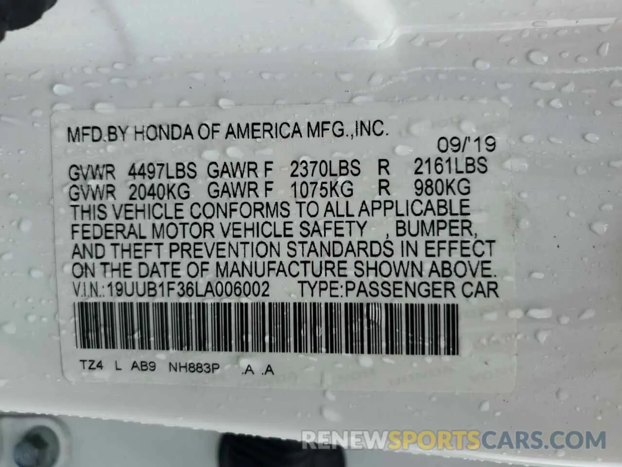 12 Photograph of a damaged car 19UUB1F36LA006002 ACURA TLX 2020