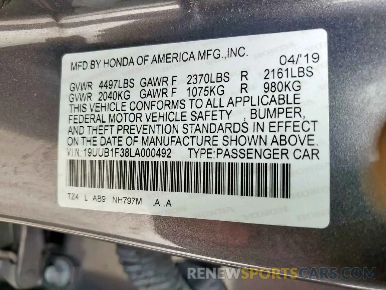 12 Photograph of a damaged car 19UUB1F38LA000492 ACURA TLX 2020