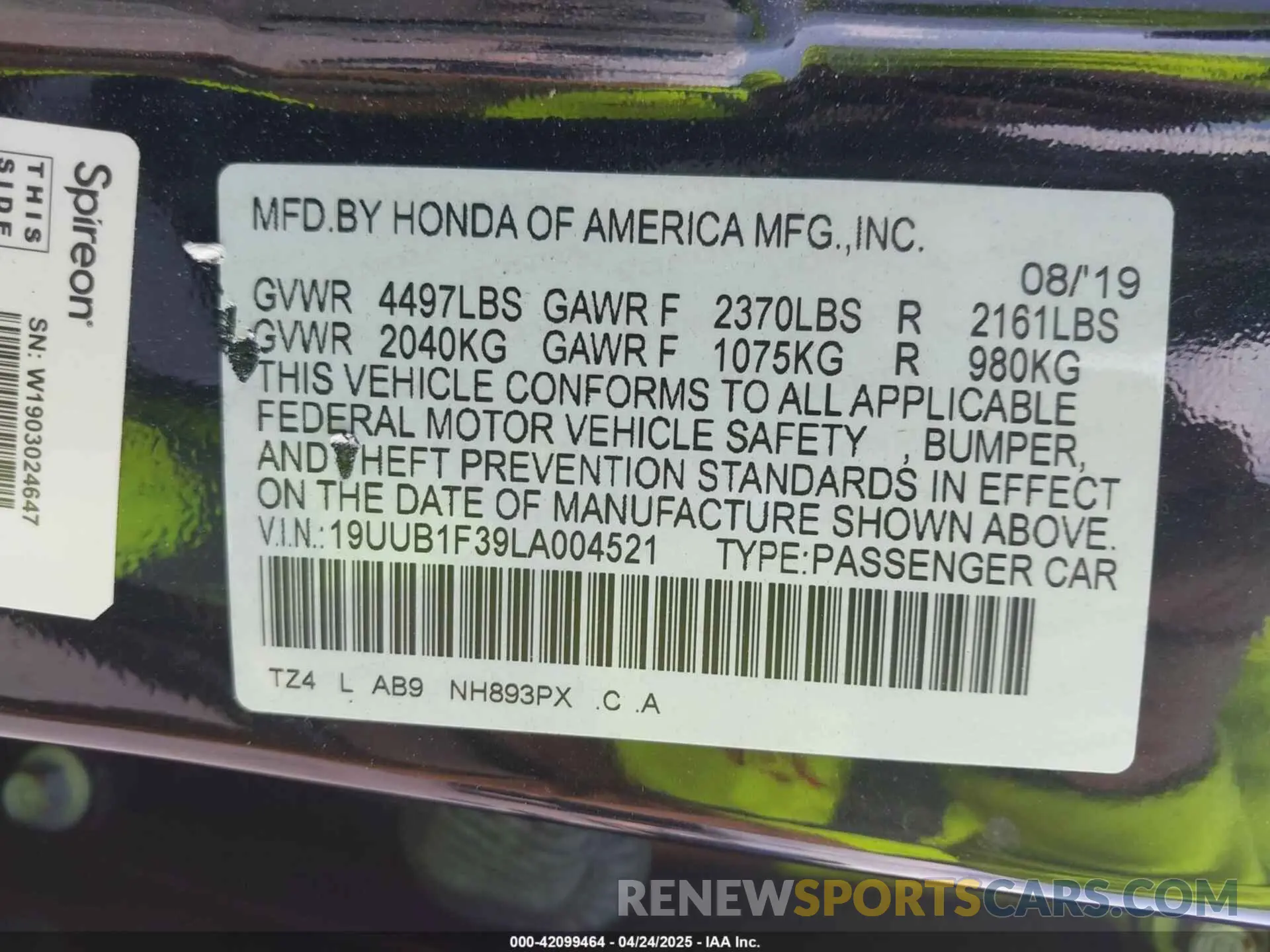 9 Photograph of a damaged car 19UUB1F39LA004521 ACURA TLX 2020