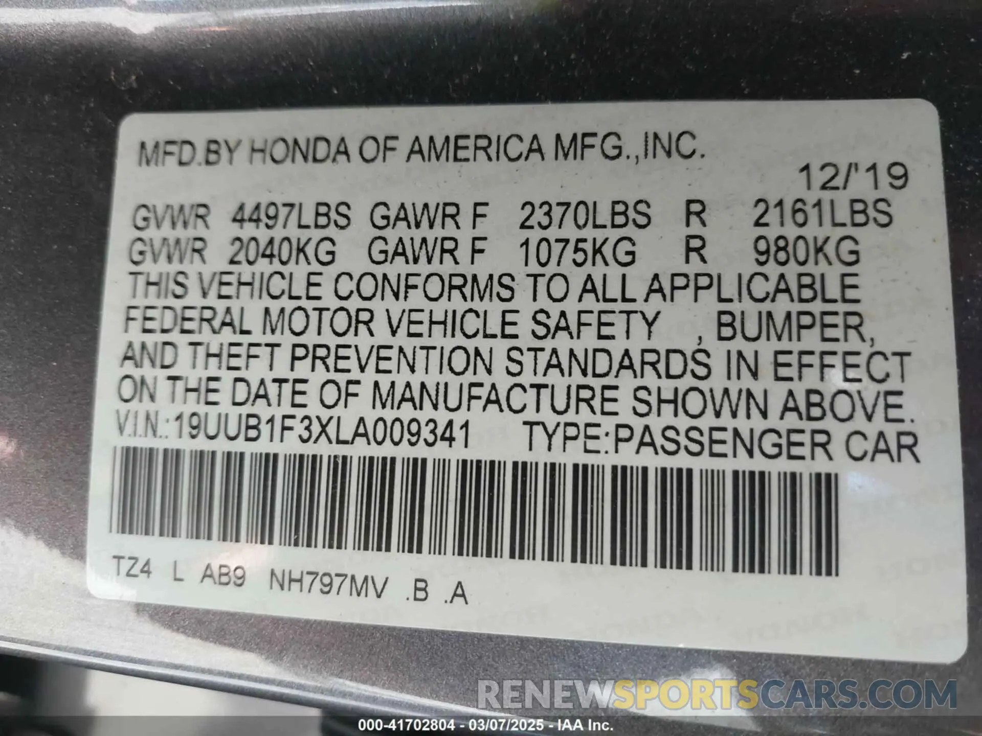 9 Photograph of a damaged car 19UUB1F3XLA009341 ACURA TLX 2020