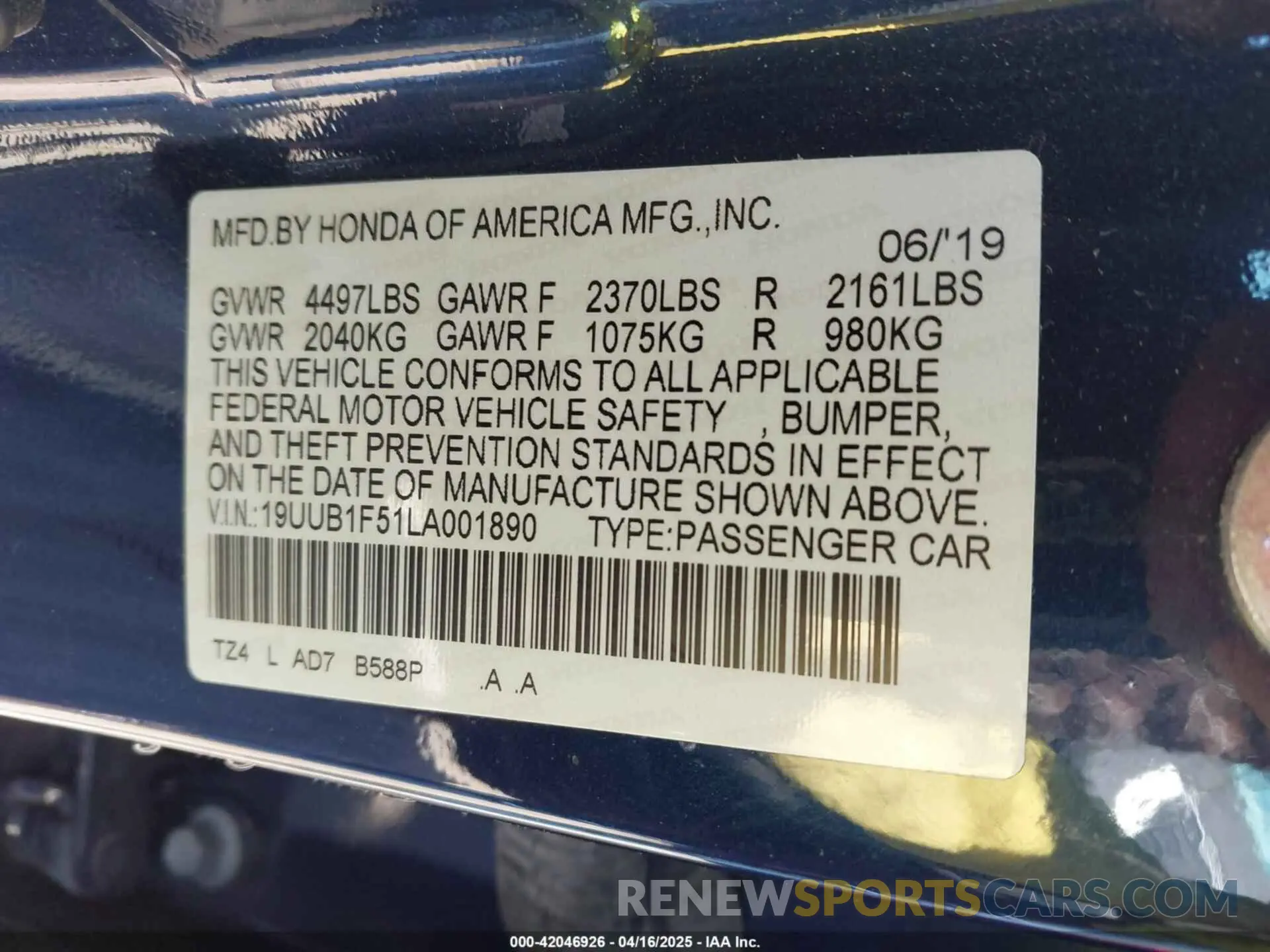 9 Photograph of a damaged car 19UUB1F51LA001890 ACURA TLX 2020