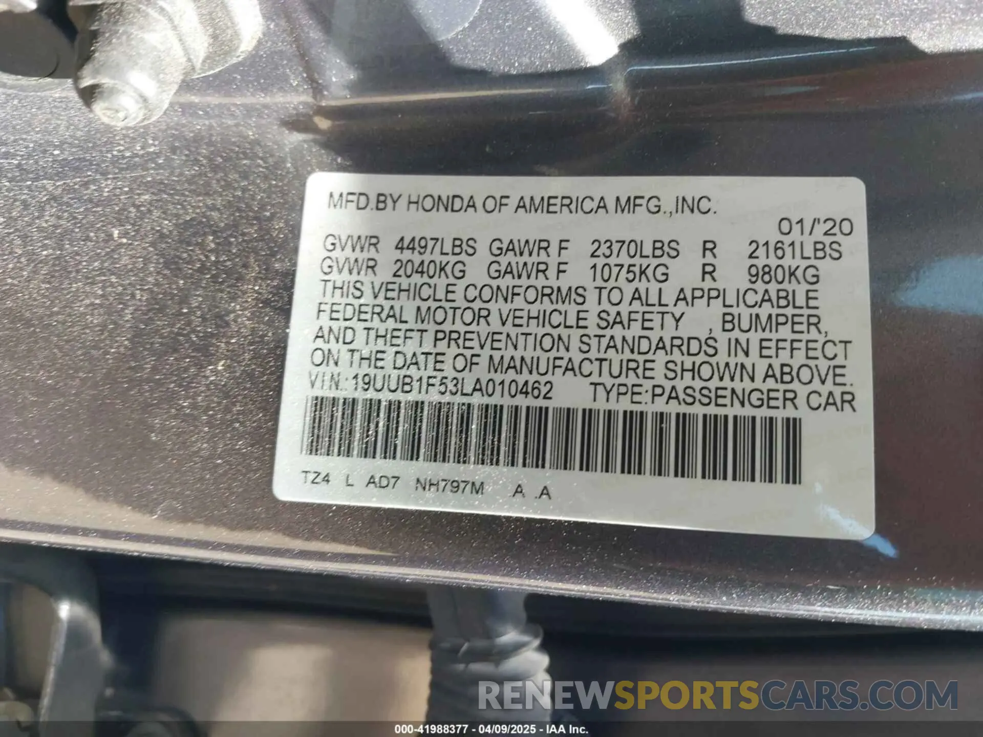 9 Photograph of a damaged car 19UUB1F53LA010462 ACURA TLX 2020