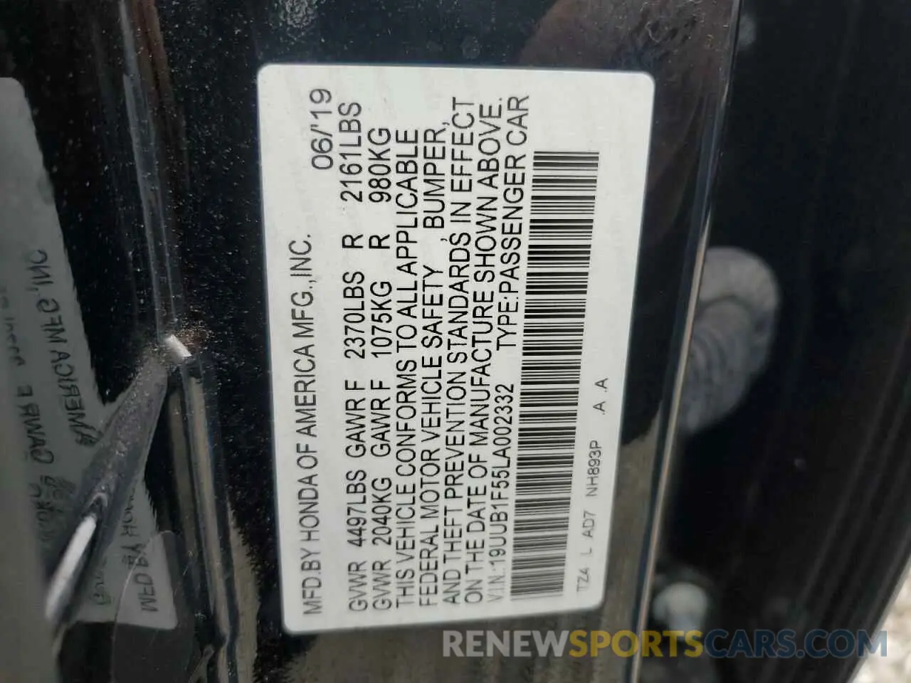 13 Photograph of a damaged car 19UUB1F55LA002332 ACURA TLX 2020