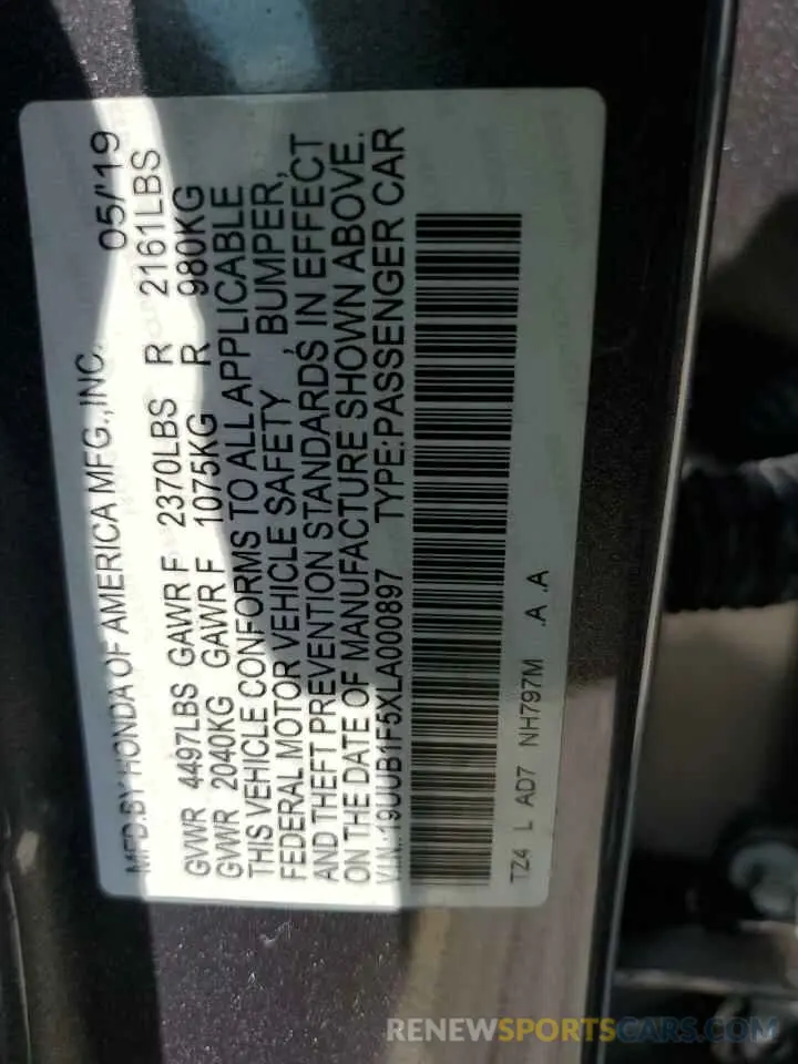 12 Photograph of a damaged car 19UUB1F5XLA000897 ACURA TLX 2020