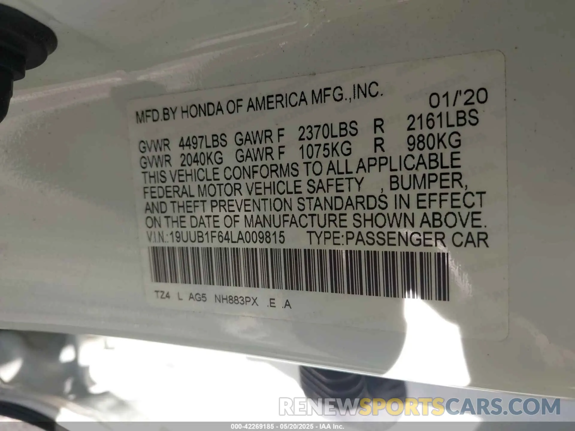 9 Photograph of a damaged car 19UUB1F64LA009815 ACURA TLX 2020