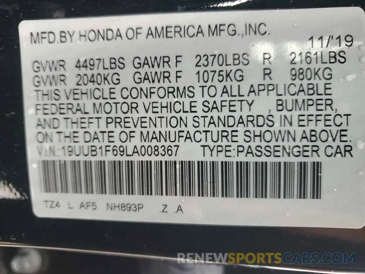 12 Photograph of a damaged car 19UUB1F69LA008367 ACURA TLX 2020