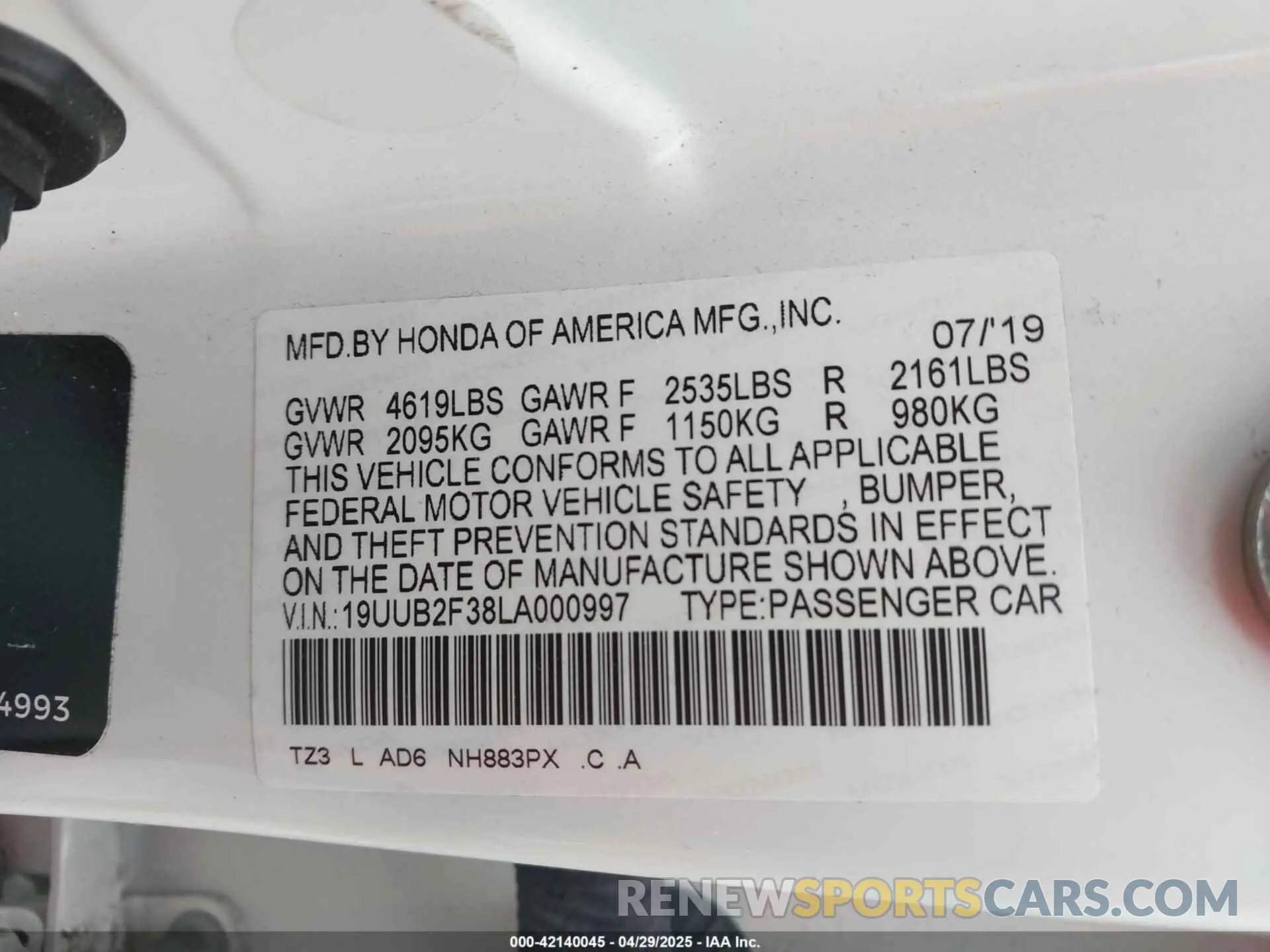 9 Photograph of a damaged car 19UUB2F38LA000997 ACURA TLX 2020