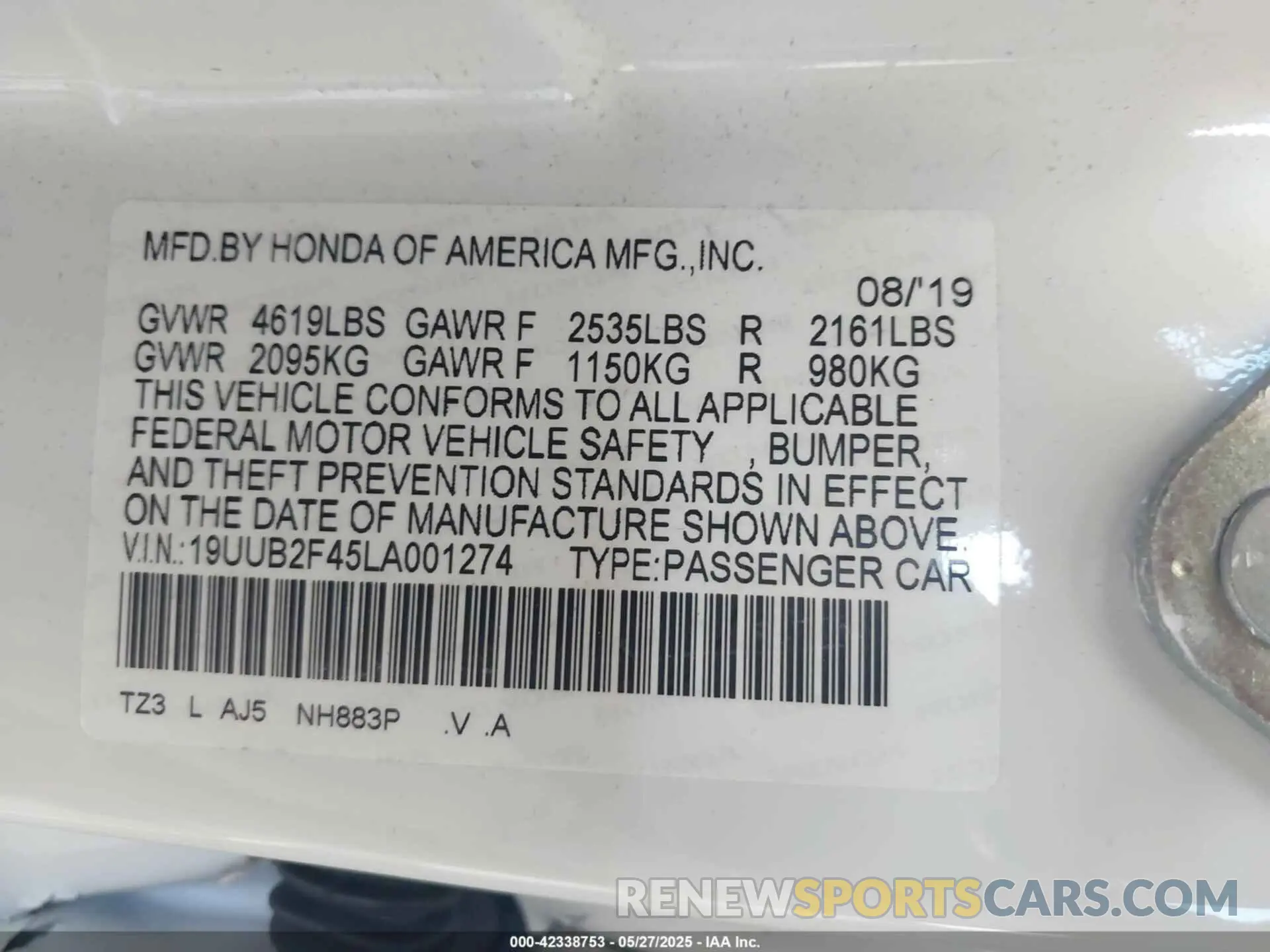 9 Photograph of a damaged car 19UUB2F45LA001274 ACURA TLX 2020