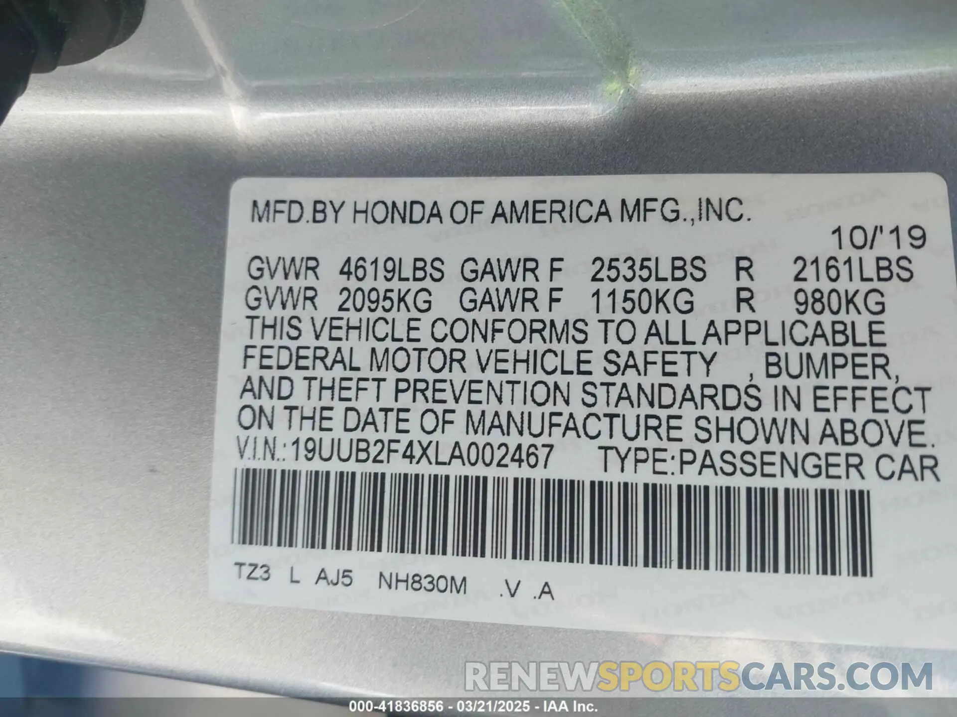 9 Photograph of a damaged car 19UUB2F4XLA002467 ACURA TLX 2020