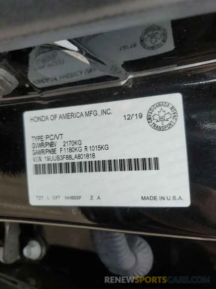 12 Photograph of a damaged car 19UUB3F88LA801818 ACURA TLX 2020