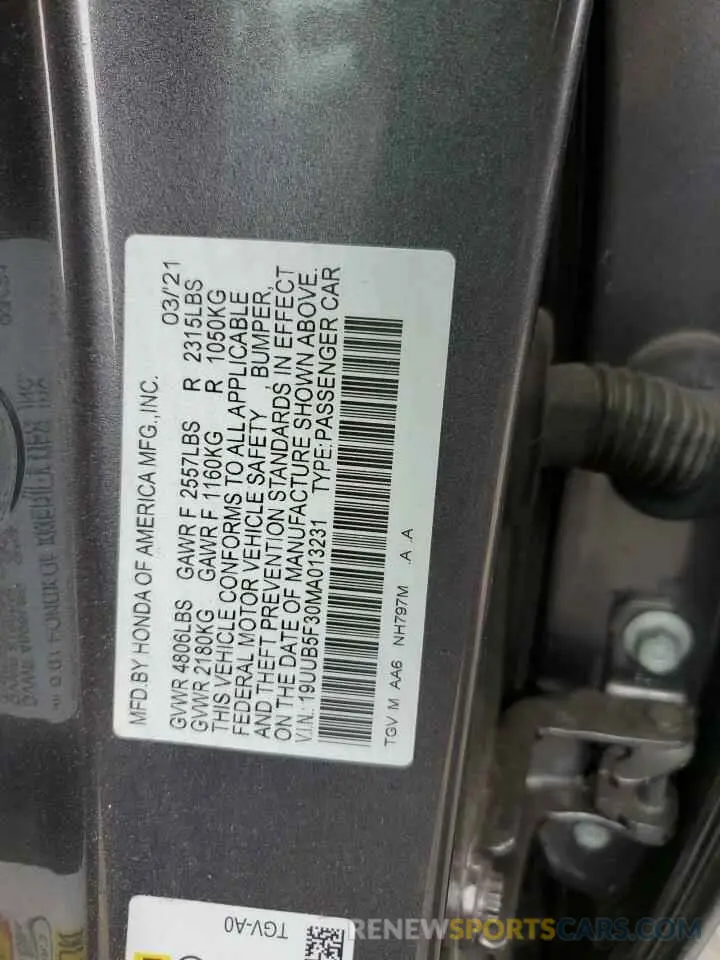 12 Photograph of a damaged car 19UUB5F30MA013231 ACURA TLX 2021