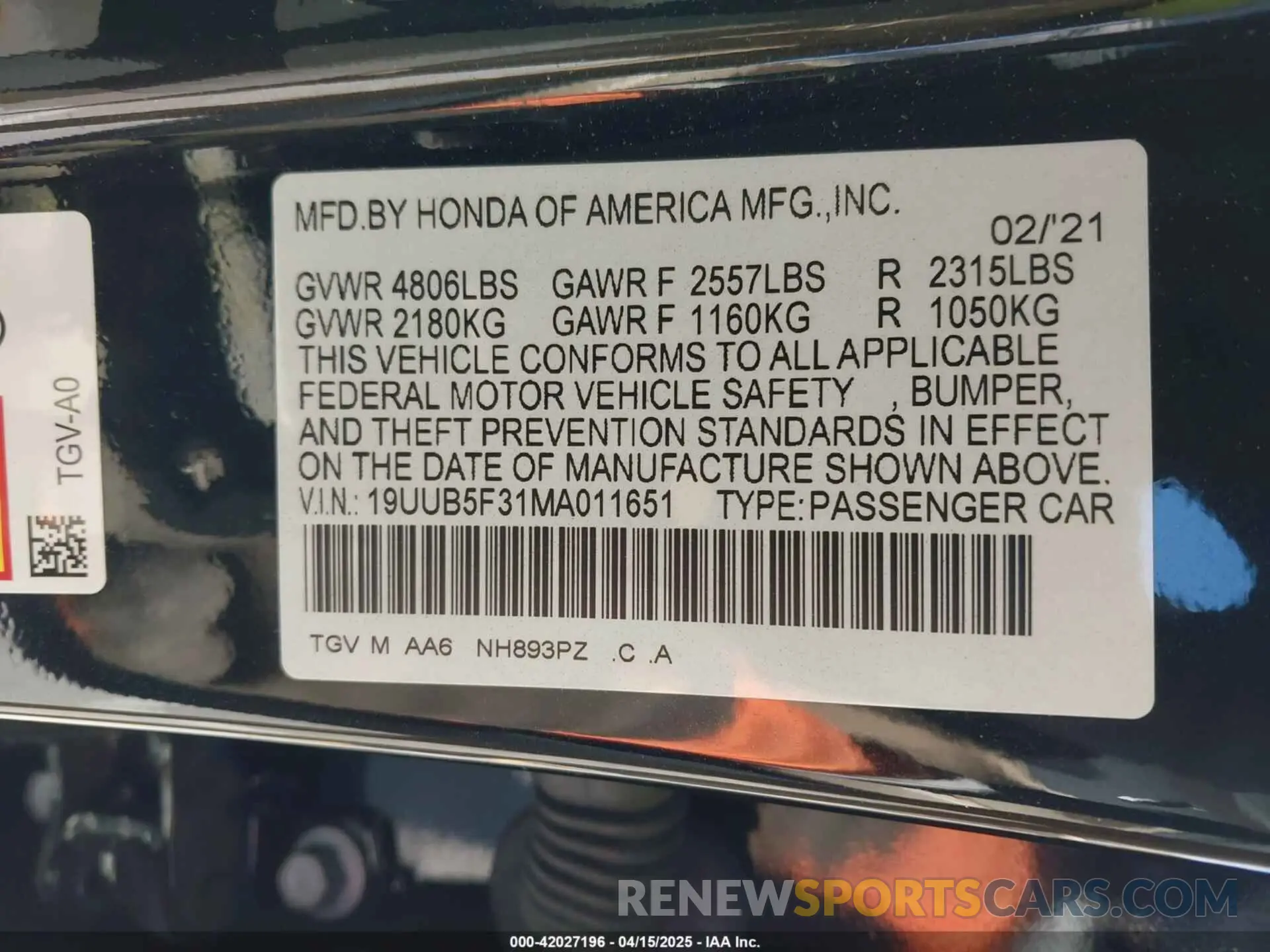 9 Photograph of a damaged car 19UUB5F31MA011651 ACURA TLX 2021
