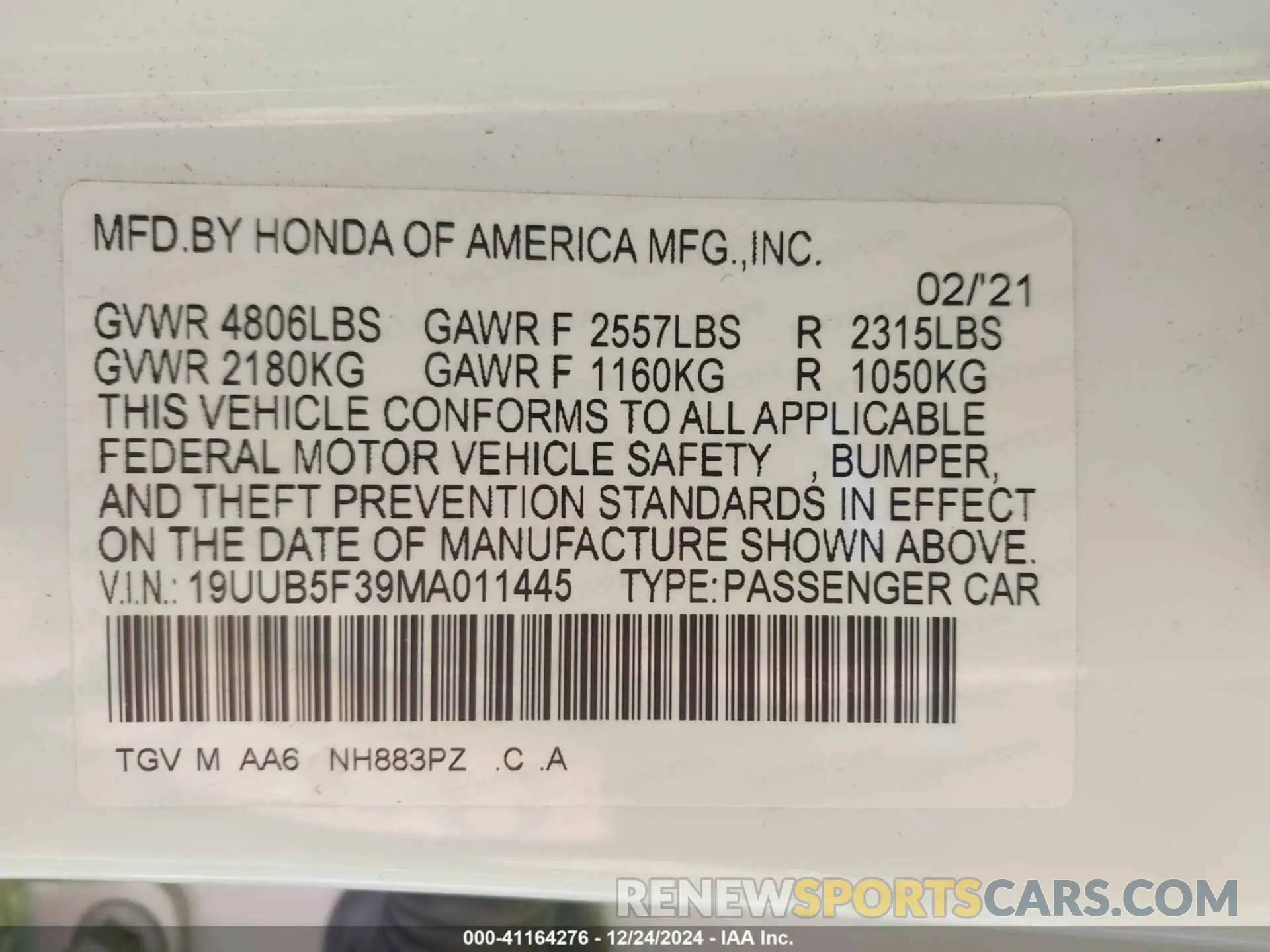 9 Photograph of a damaged car 19UUB5F39MA011445 ACURA TLX 2021