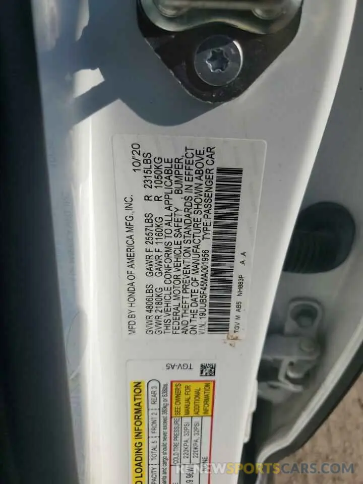 12 Photograph of a damaged car 19UUB5F45MA001956 ACURA TLX 2021