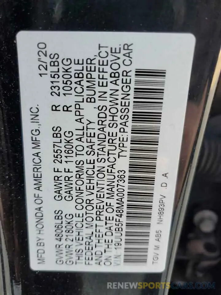 13 Photograph of a damaged car 19UUB5F48MA007363 ACURA TLX 2021