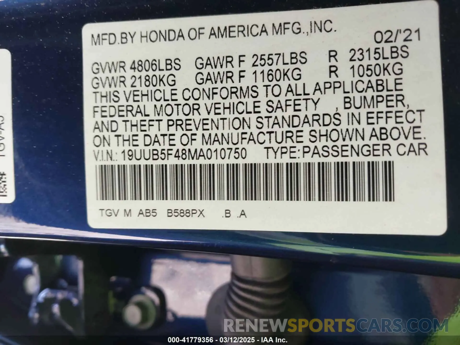 9 Photograph of a damaged car 19UUB5F48MA010750 ACURA TLX 2021