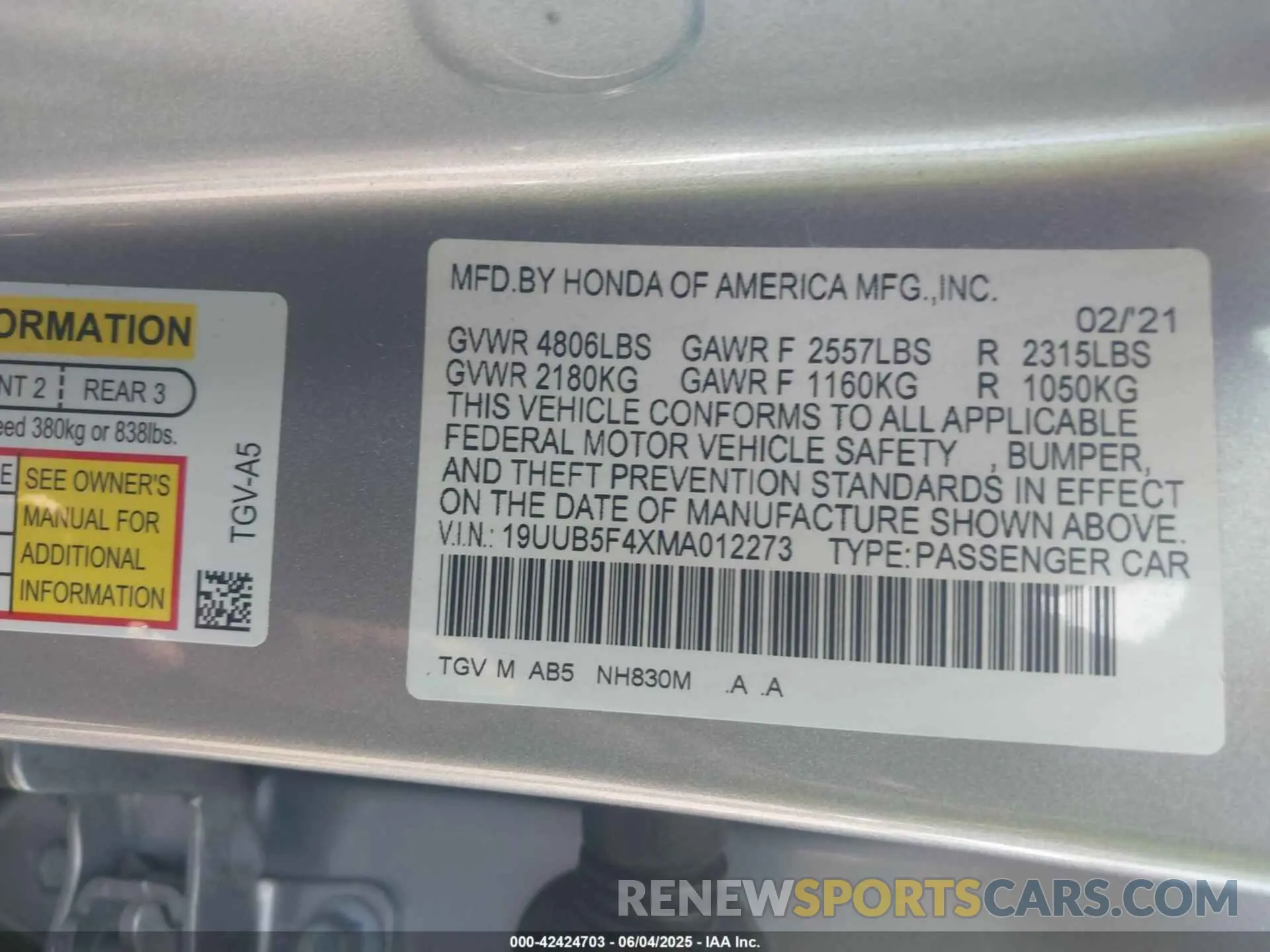 9 Photograph of a damaged car 19UUB5F4XMA012273 ACURA TLX 2021