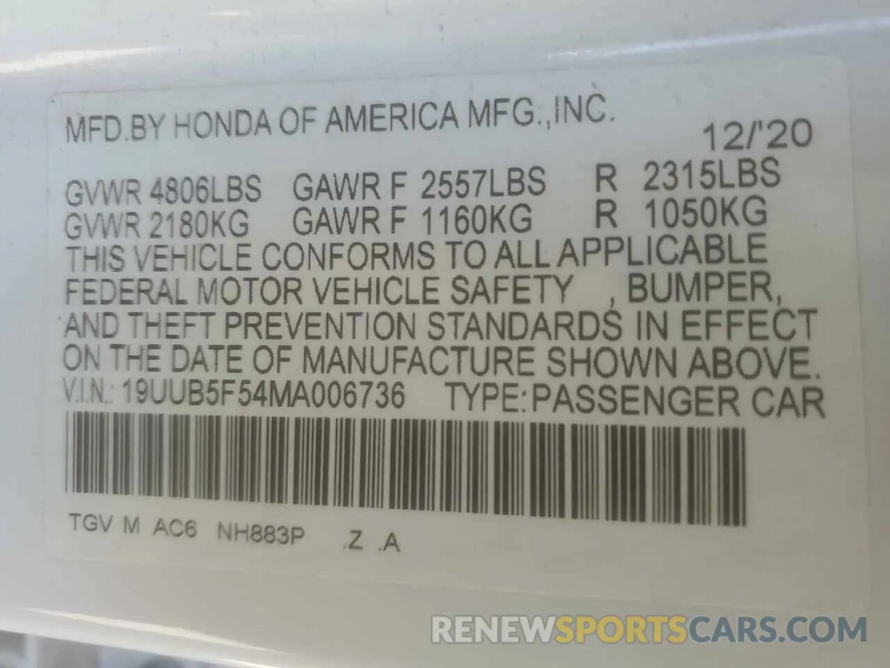 12 Photograph of a damaged car 19UUB5F54MA006736 ACURA TLX 2021