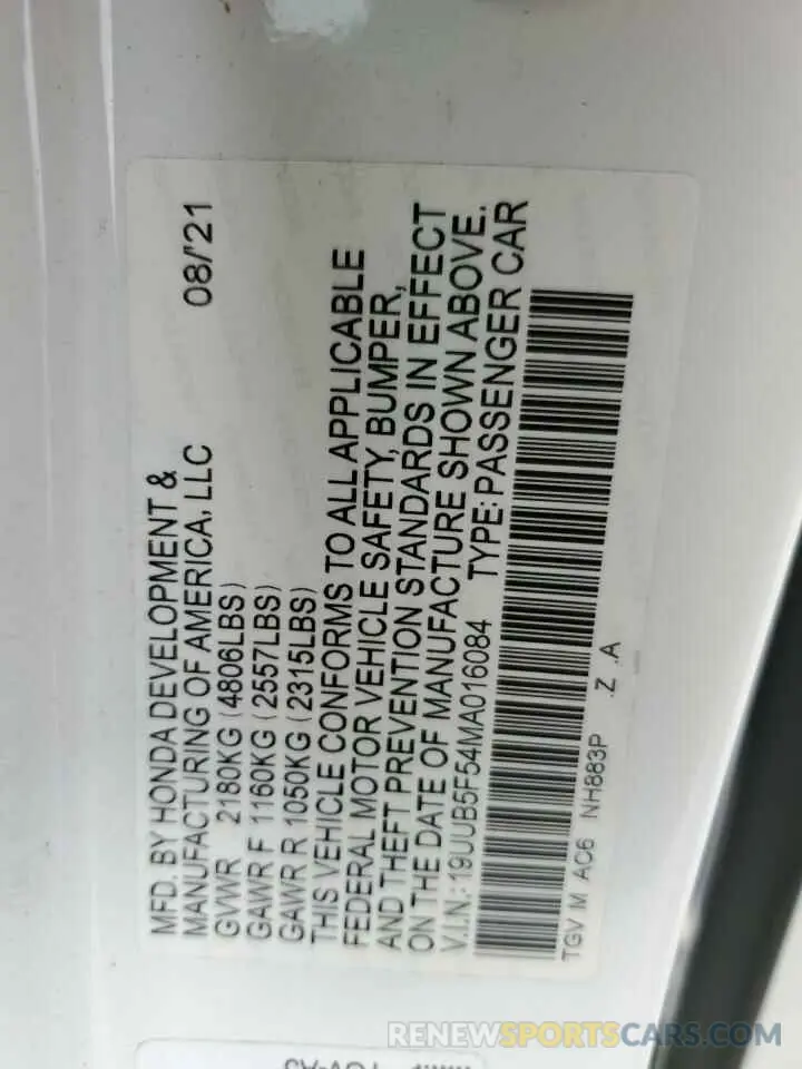 12 Photograph of a damaged car 19UUB5F54MA016084 ACURA TLX 2021