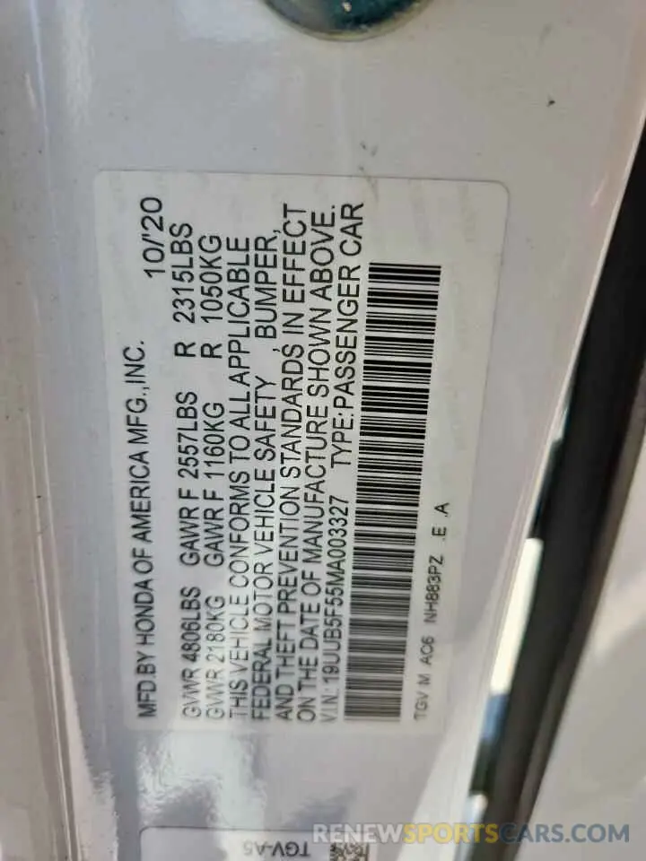 12 Photograph of a damaged car 19UUB5F55MA003327 ACURA TLX 2021