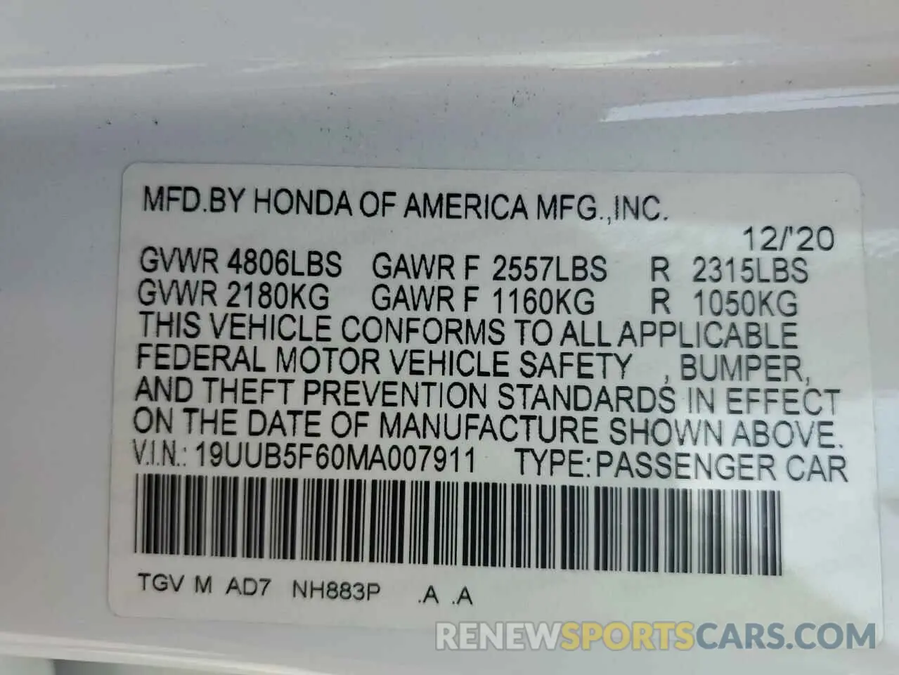 12 Photograph of a damaged car 19UUB5F60MA007911 ACURA TLX 2021