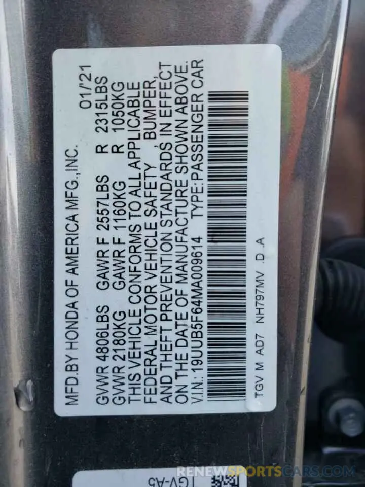 12 Photograph of a damaged car 19UUB5F64MA009614 ACURA TLX 2021