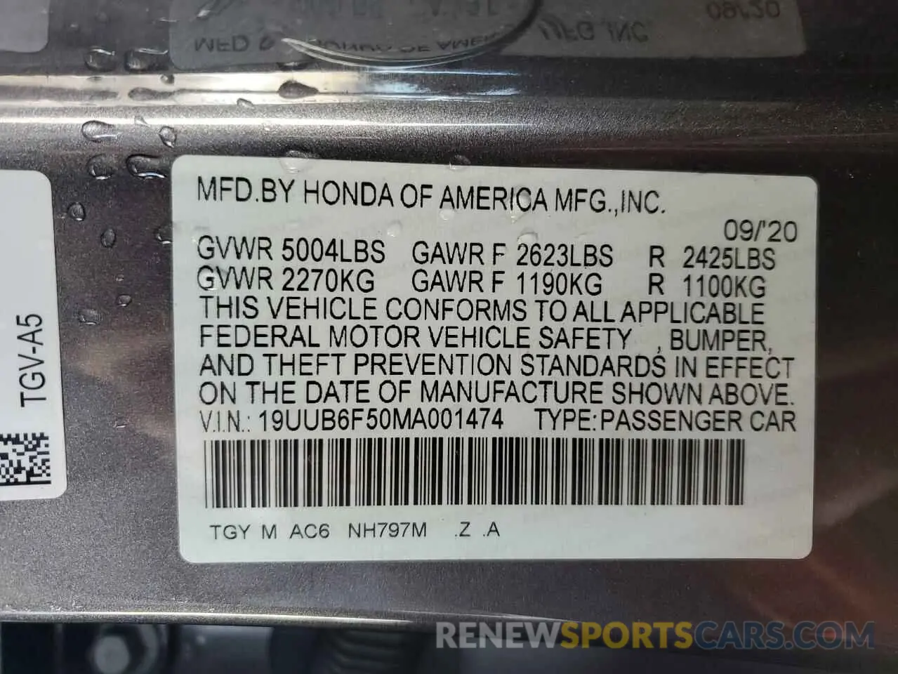 15 Photograph of a damaged car 19UUB6F50MA001474 ACURA TLX 2021
