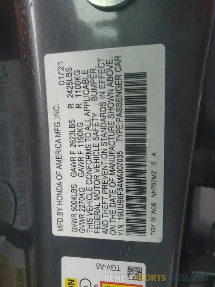 12 Photograph of a damaged car 19UUB6F54MA007035 ACURA TLX 2021