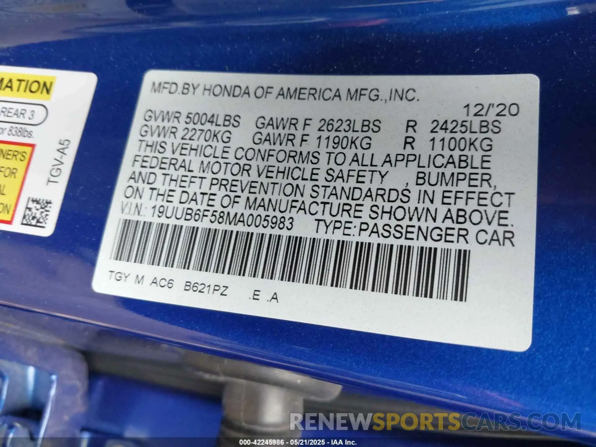 9 Photograph of a damaged car 19UUB6F58MA005983 ACURA TLX 2021