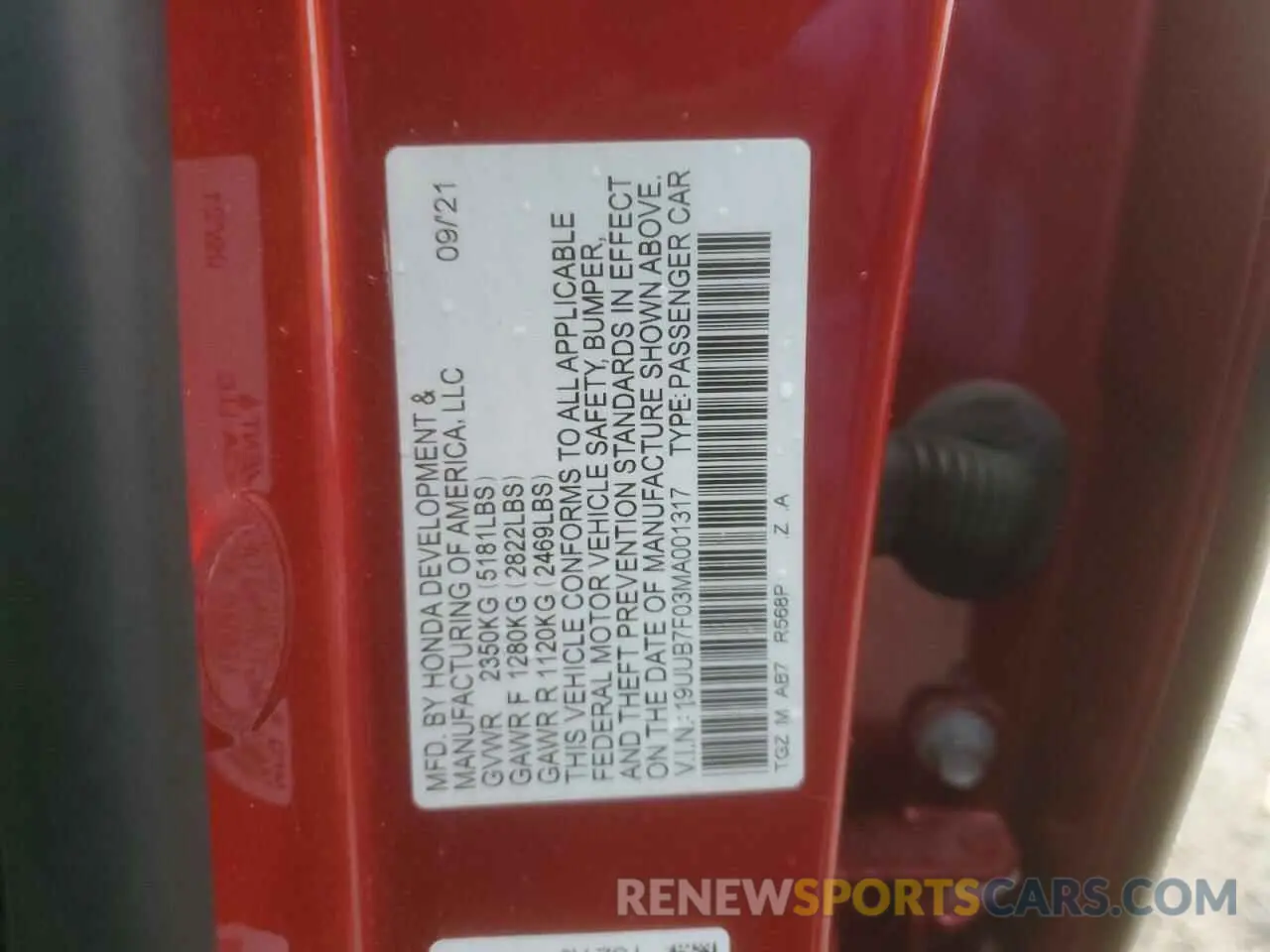 13 Photograph of a damaged car 19UUB7F03MA001317 ACURA TLX 2021