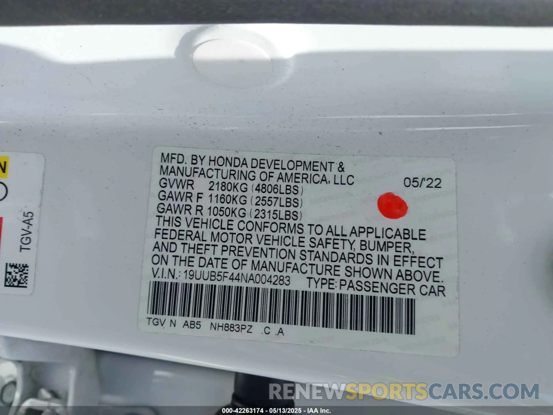 9 Photograph of a damaged car 19UUB5F44NA004283 ACURA TLX 2022
