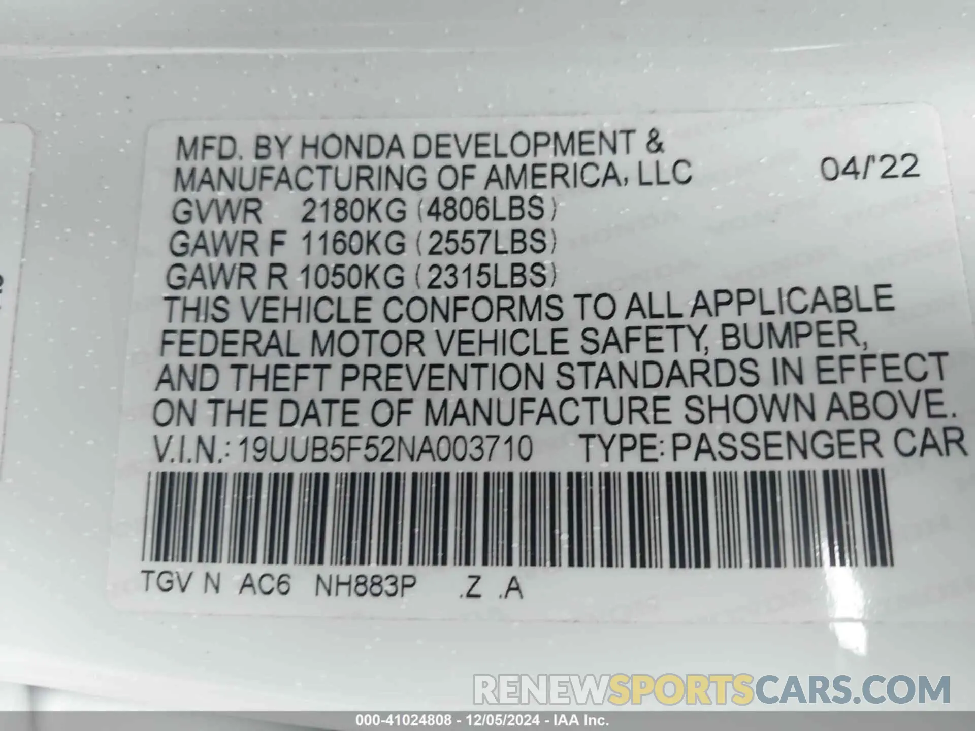 9 Photograph of a damaged car 19UUB5F52NA003710 ACURA TLX 2022