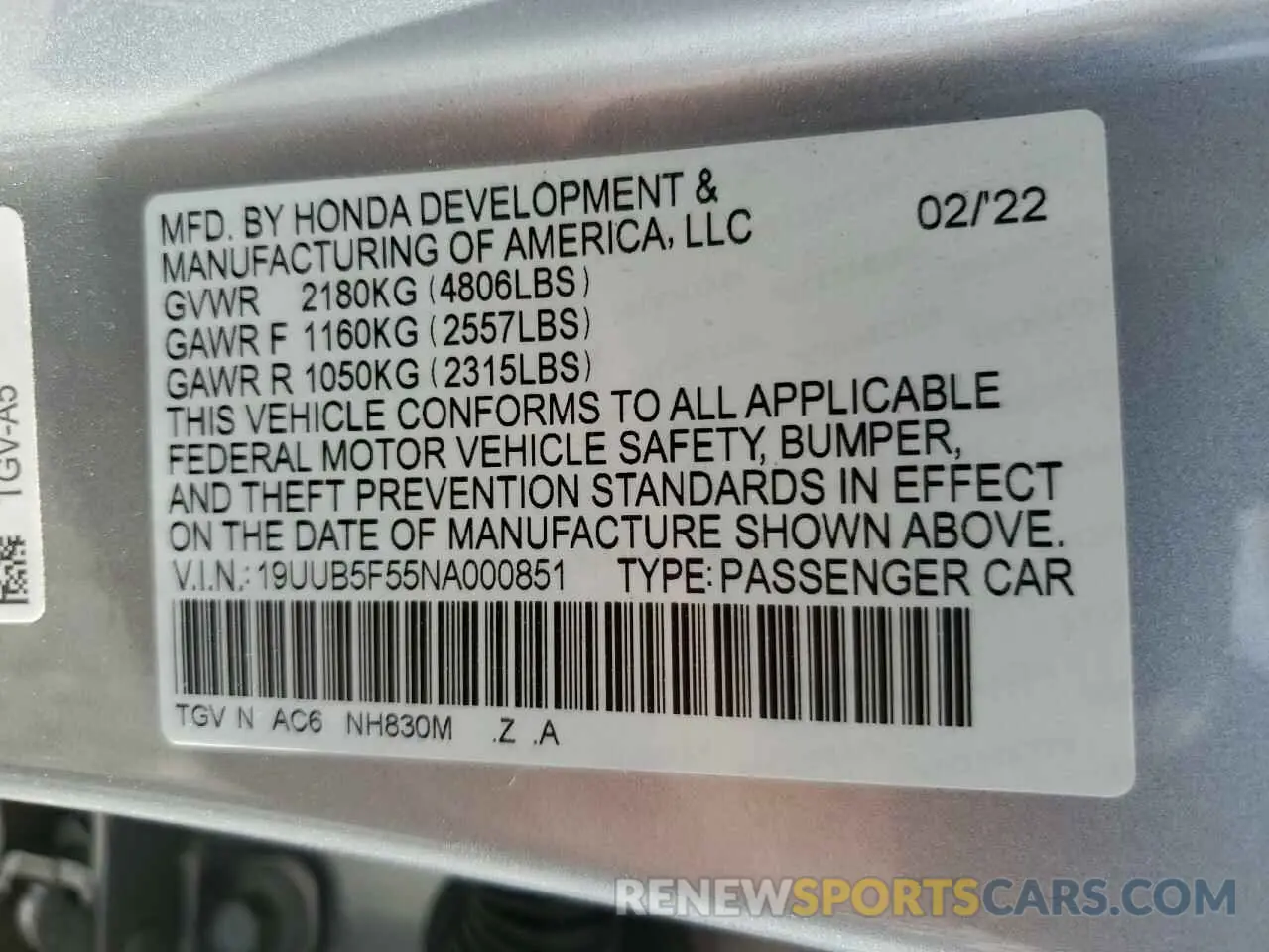 12 Photograph of a damaged car 19UUB5F55NA000851 ACURA TLX 2022