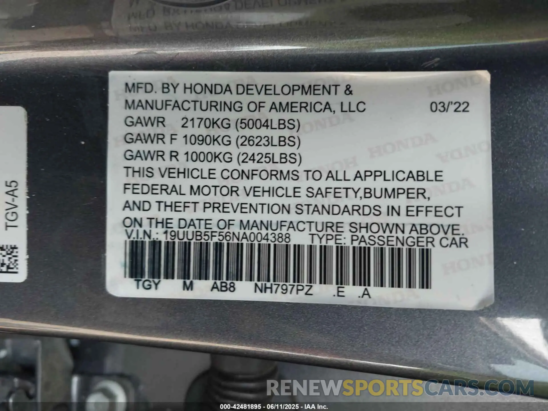 9 Photograph of a damaged car 19UUB5F56NA004388 ACURA TLX 2022