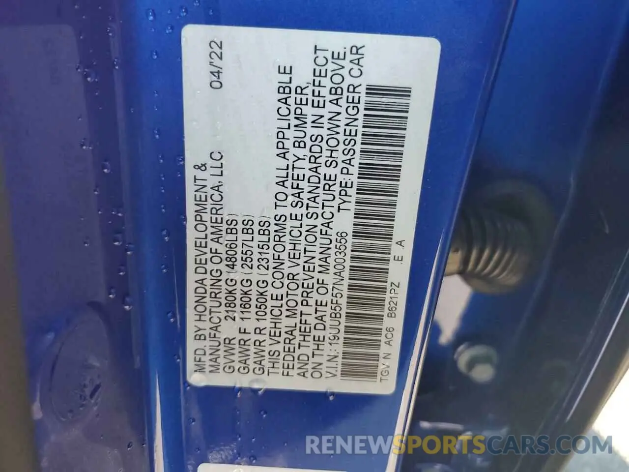 12 Photograph of a damaged car 19UUB5F57NA003556 ACURA TLX 2022