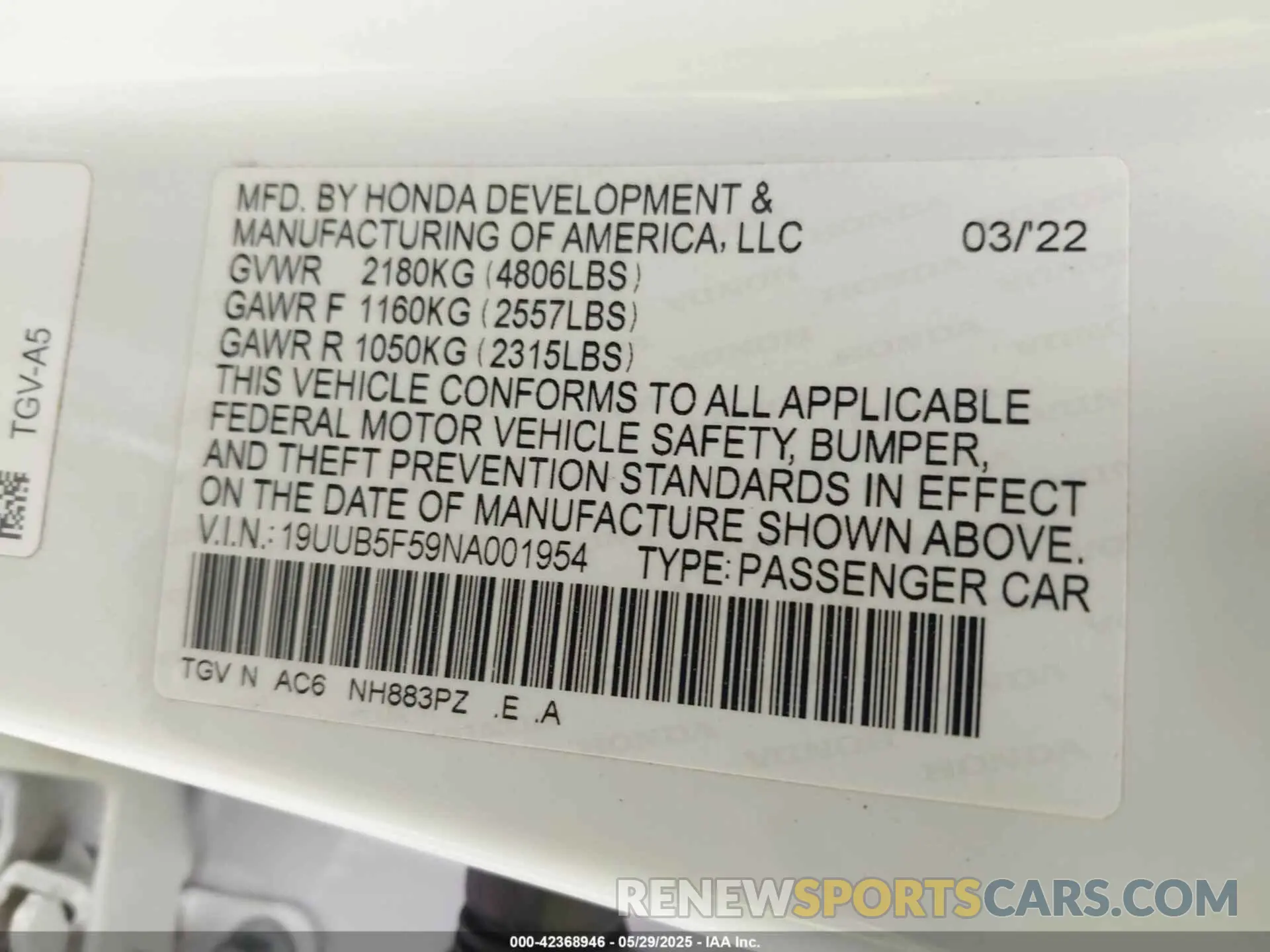 9 Photograph of a damaged car 19UUB5F59NA001954 ACURA TLX 2022