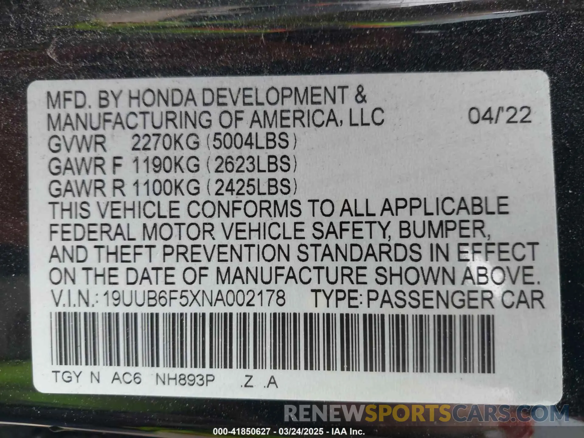 9 Photograph of a damaged car 19UUB6F5XNA002178 ACURA TLX 2022