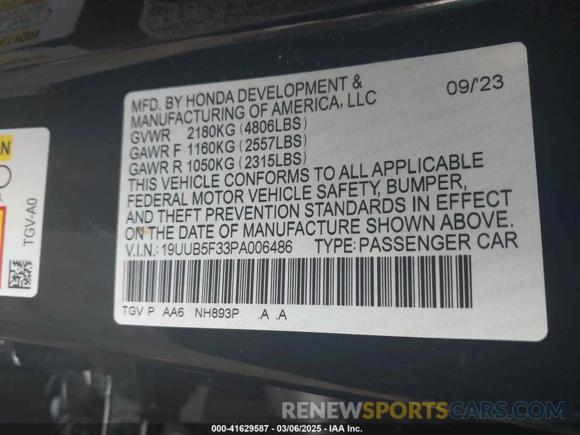 9 Photograph of a damaged car 19UUB5F33PA006486 ACURA TLX 2023