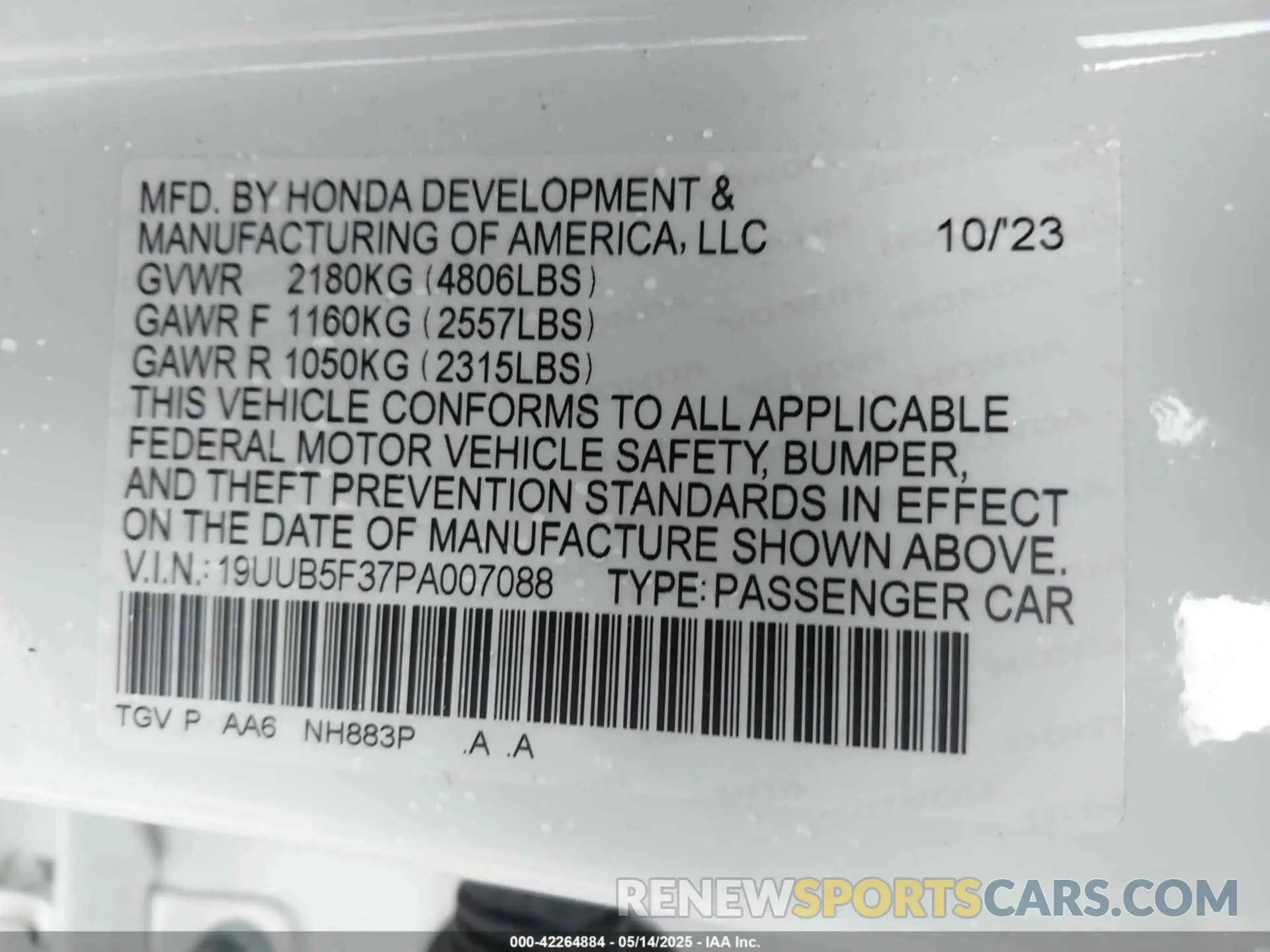 9 Photograph of a damaged car 19UUB5F37PA007088 ACURA TLX 2023